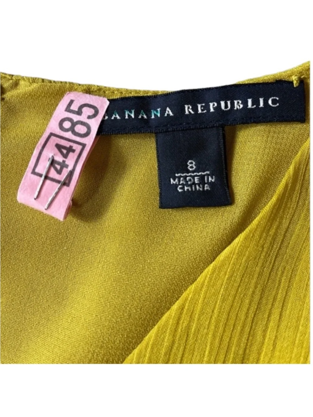 Banana Republic Mustard Ruched V-Neck Knee Length Dress